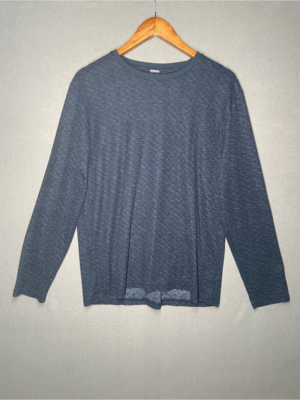 Sonoma Men's Long-Sleeve Pajama Crewneck Tee - Heather Navy